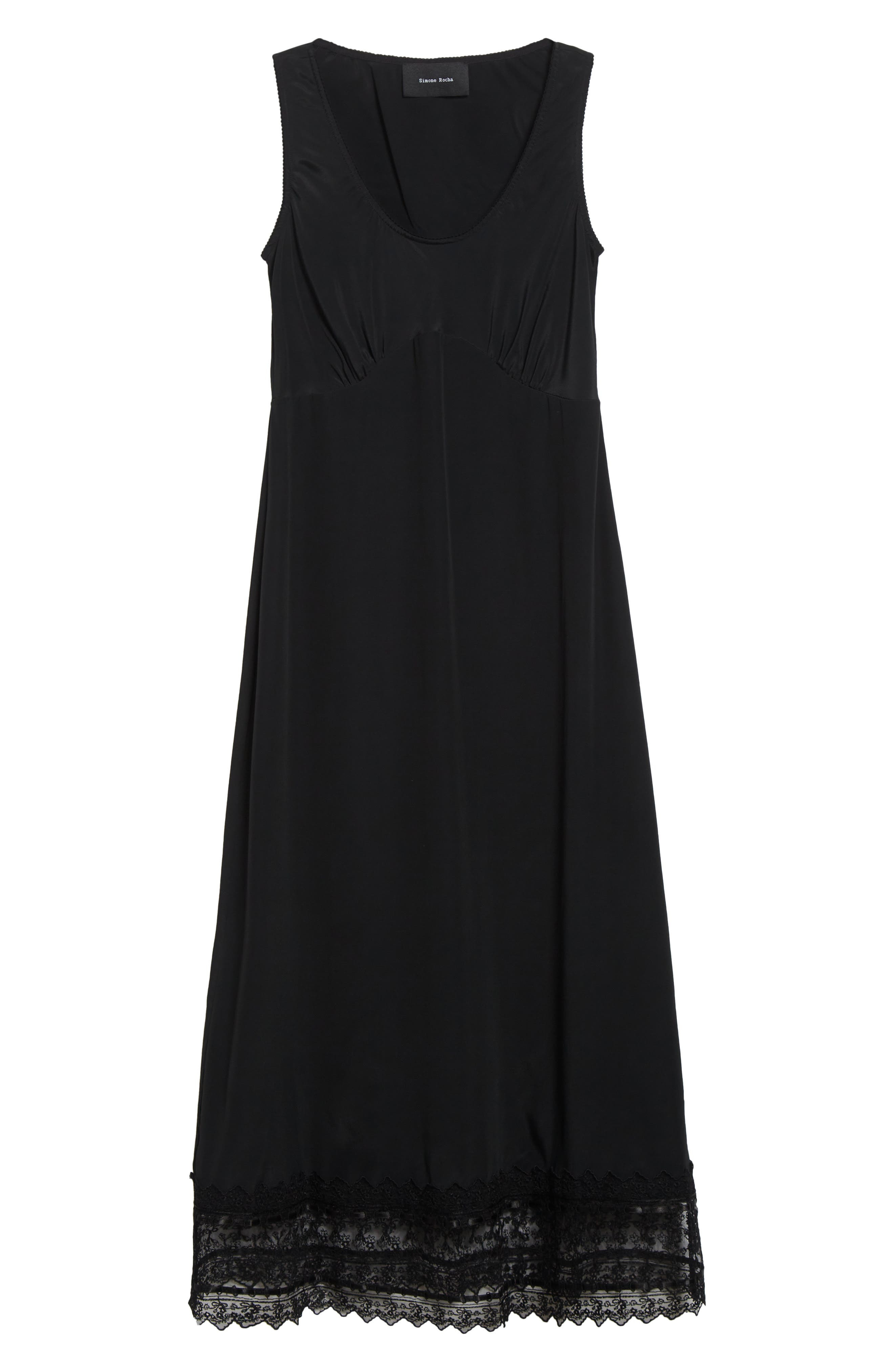 Simone Rocha Scoop Neck Lace Trim Midi Dress in Black at Nordstrom - 5