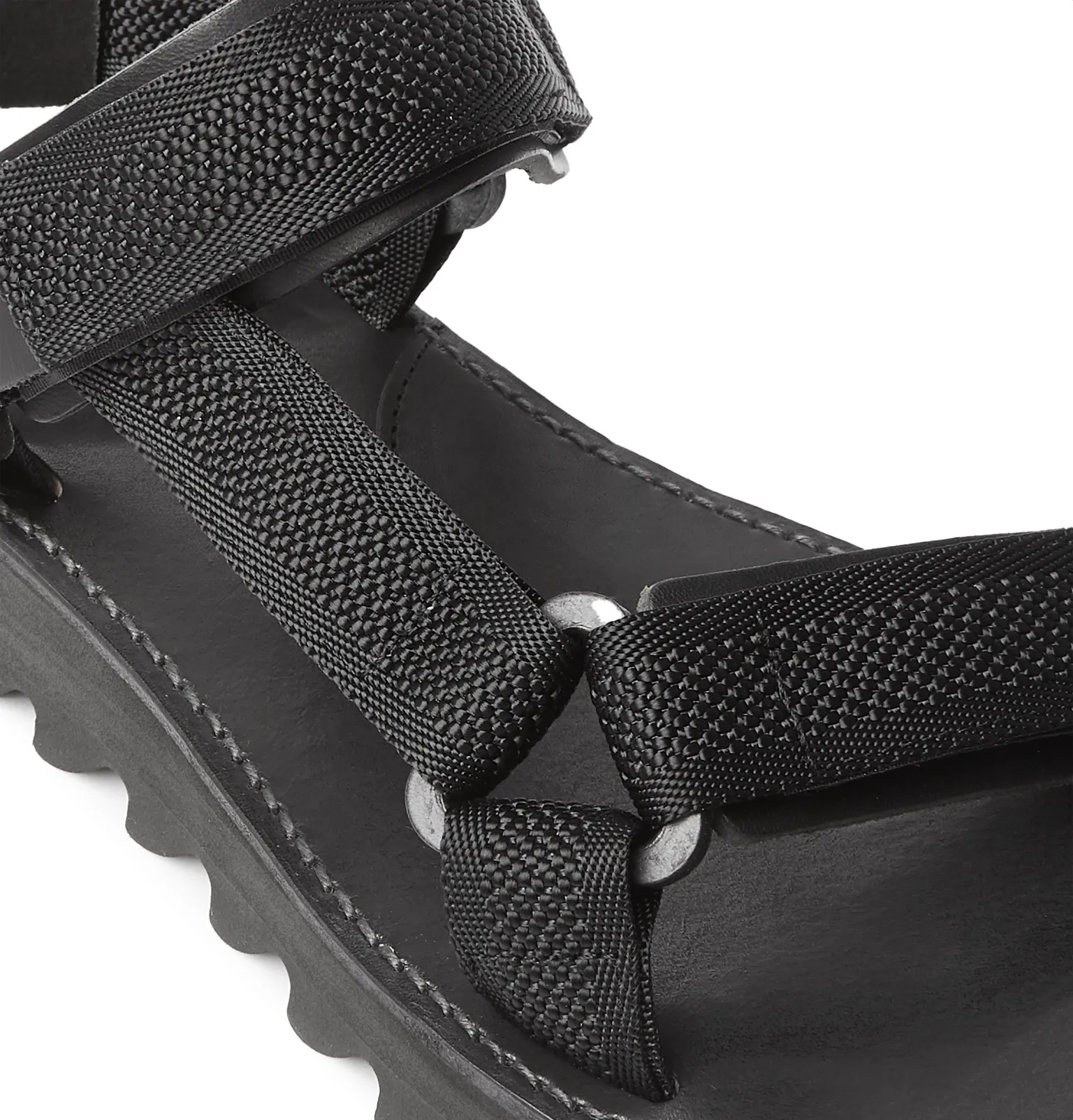 Leather-Trimmed Webbing Sandals - 5