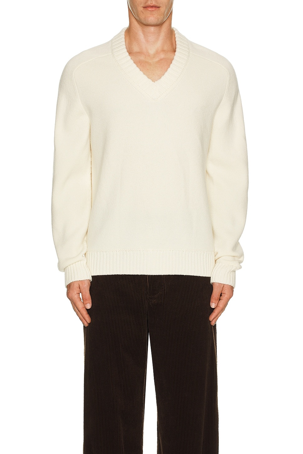 Heavy Wool Cashmere V-Neck Sweater - 3