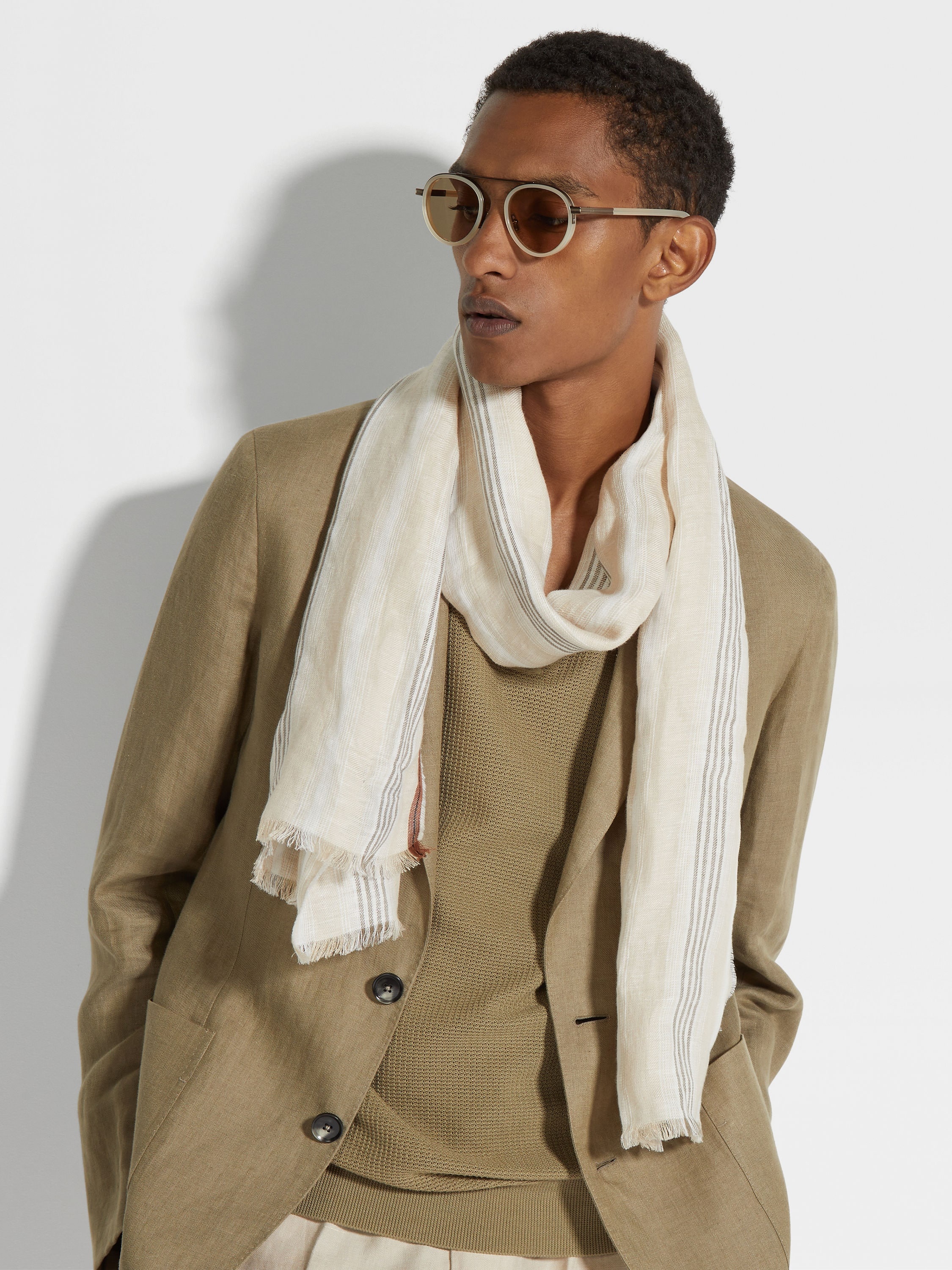LIGHT BEIGE OASI LINO SCARF - 3