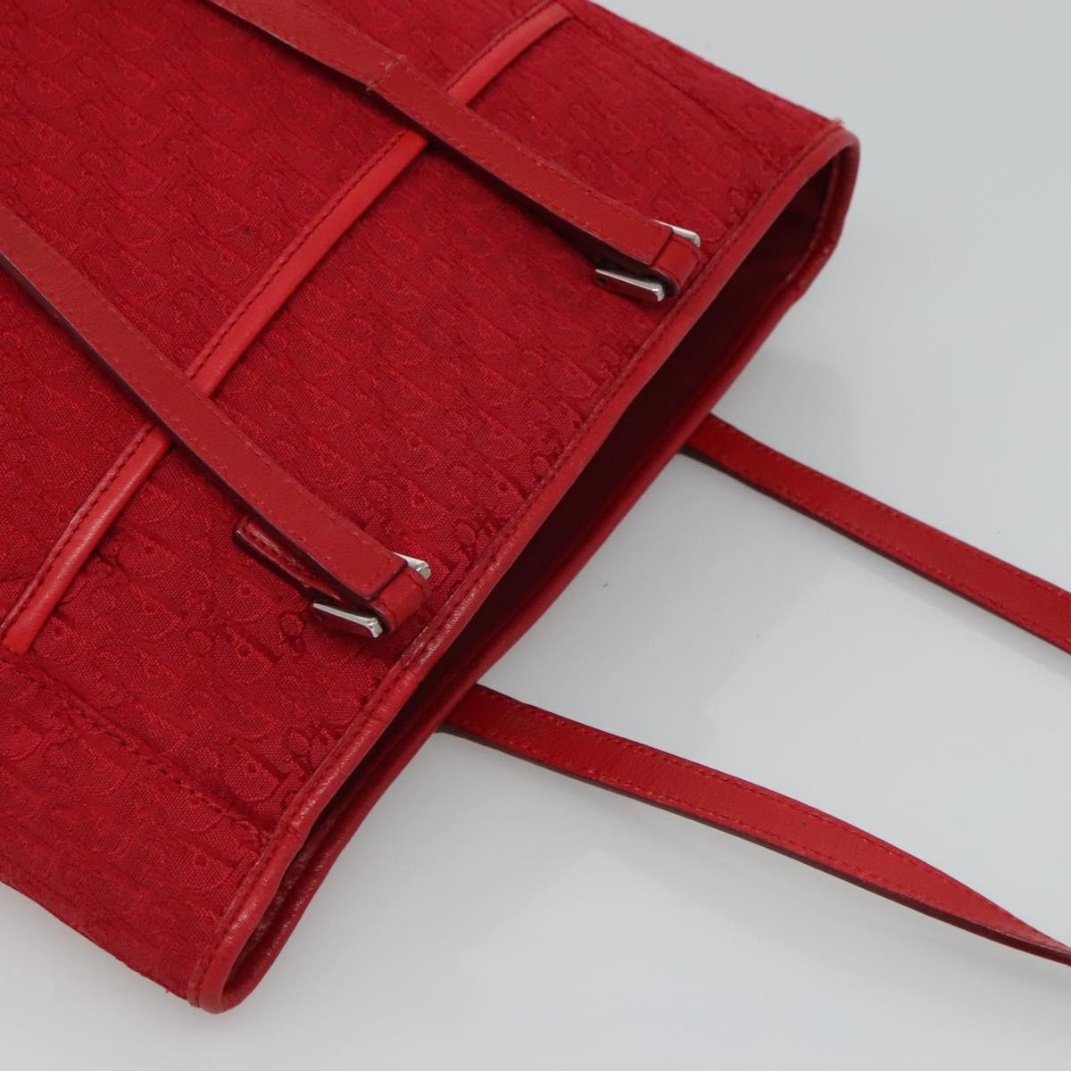 DIOR Trotter Canvas Hand Bag Red Silver - 6