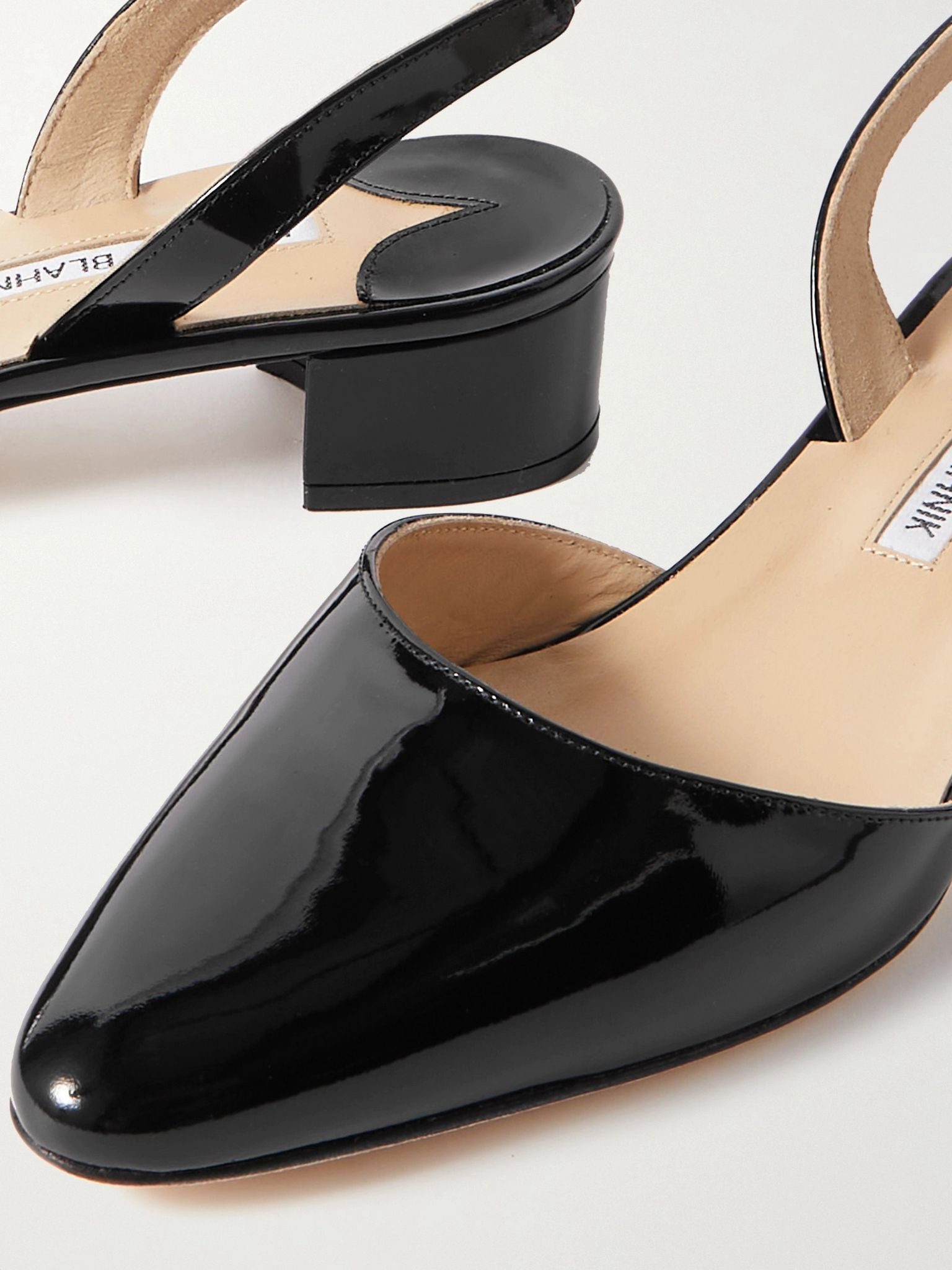 Aspro 30 patent-leather slingback point-toe pumps Black - 4