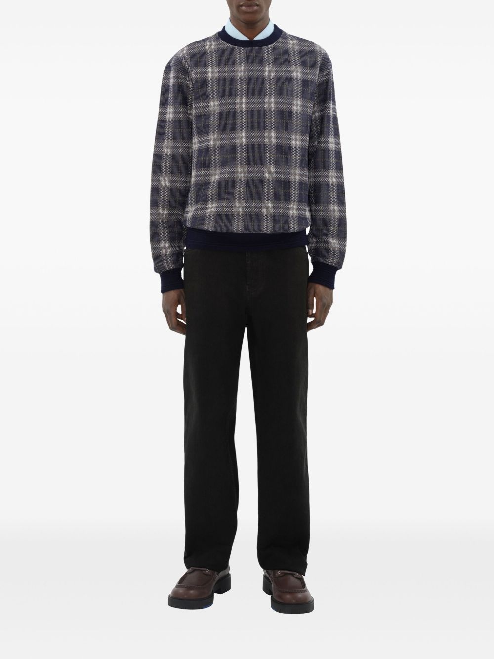 BURBERRY - Men Jacquard Check Crew Neck Top - 1