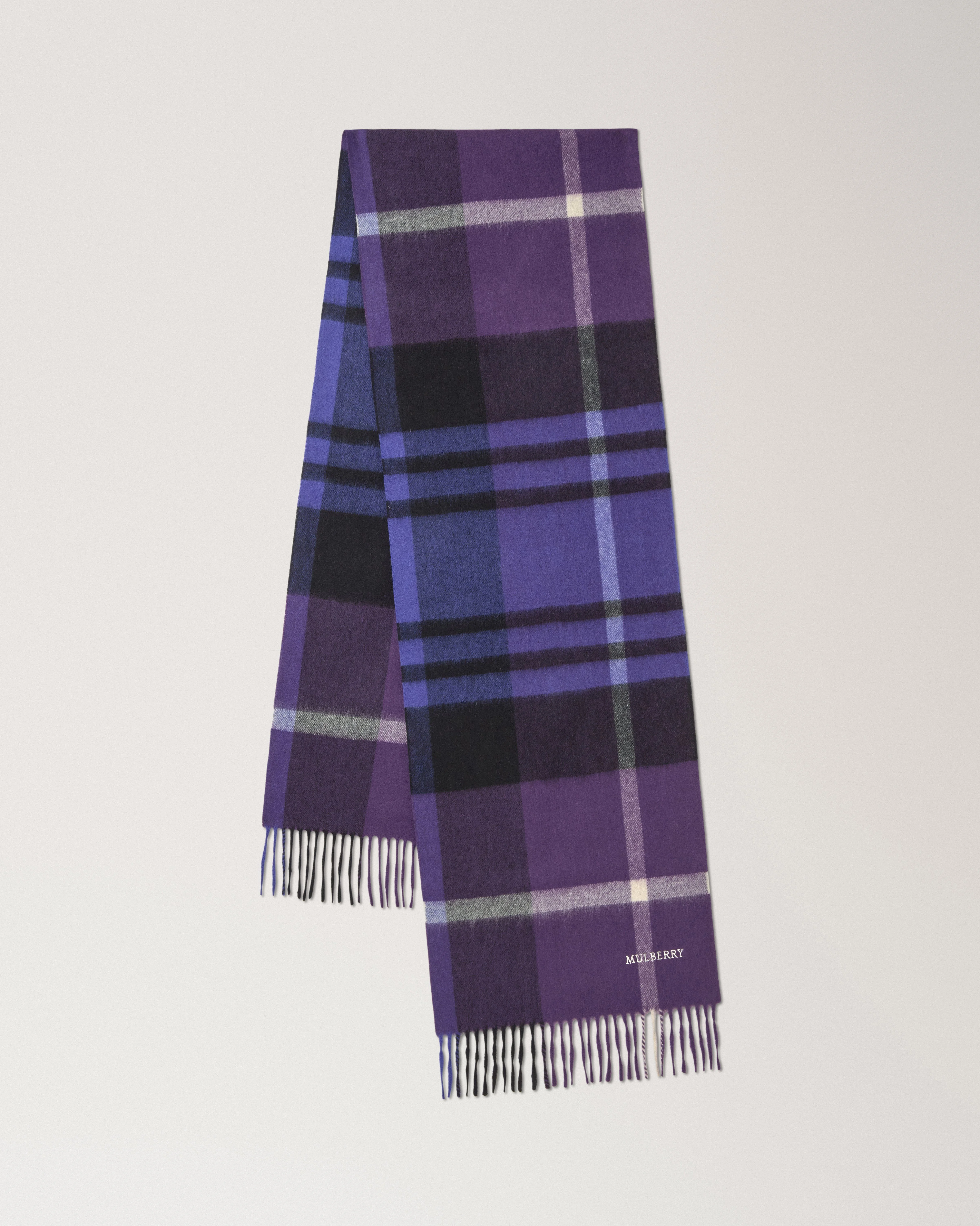Small Check Merino Wool Scarf Lilac & Amethyst Merino Wool - 1