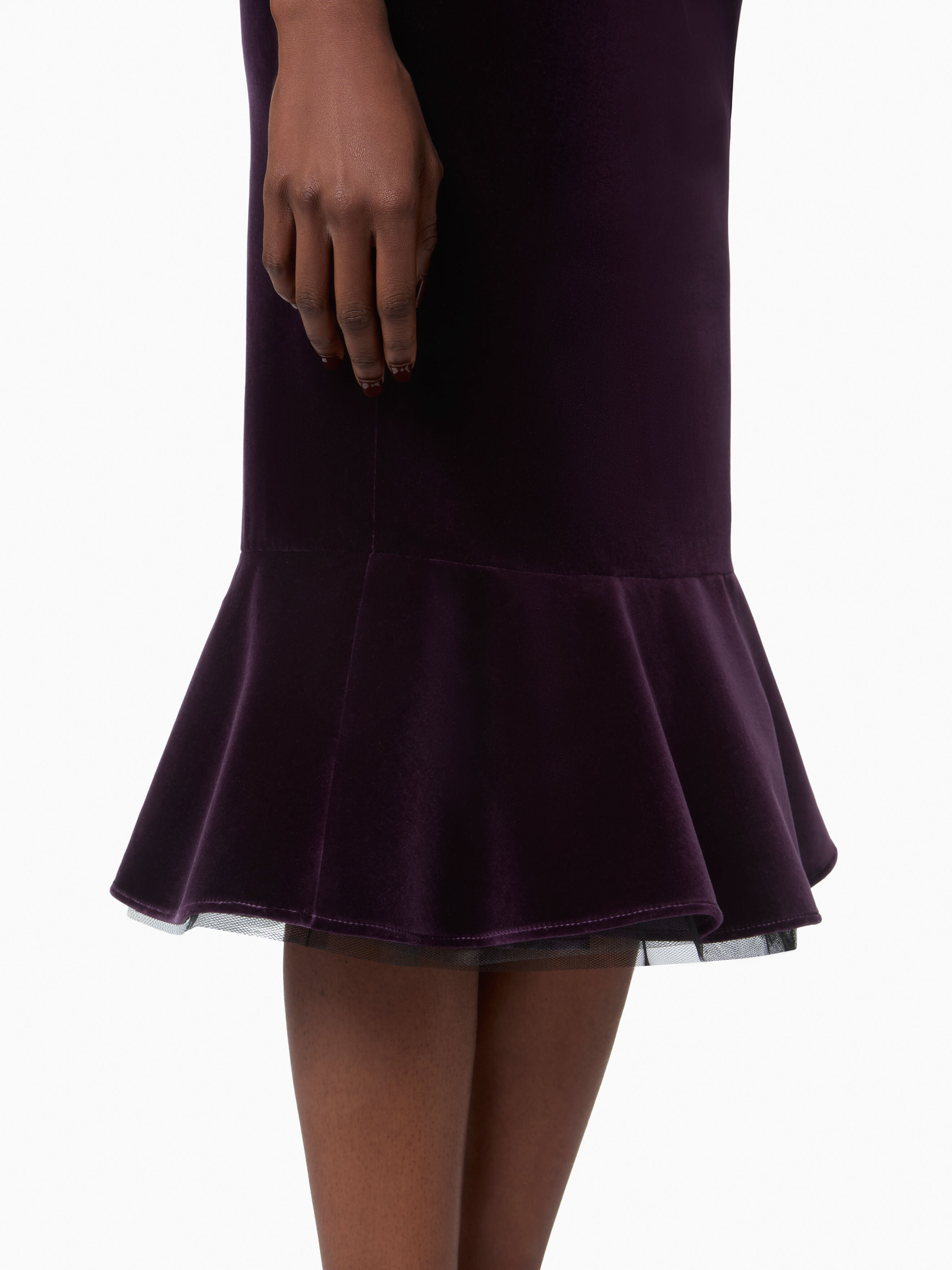Midi Peplum Velvet Skirt - 3