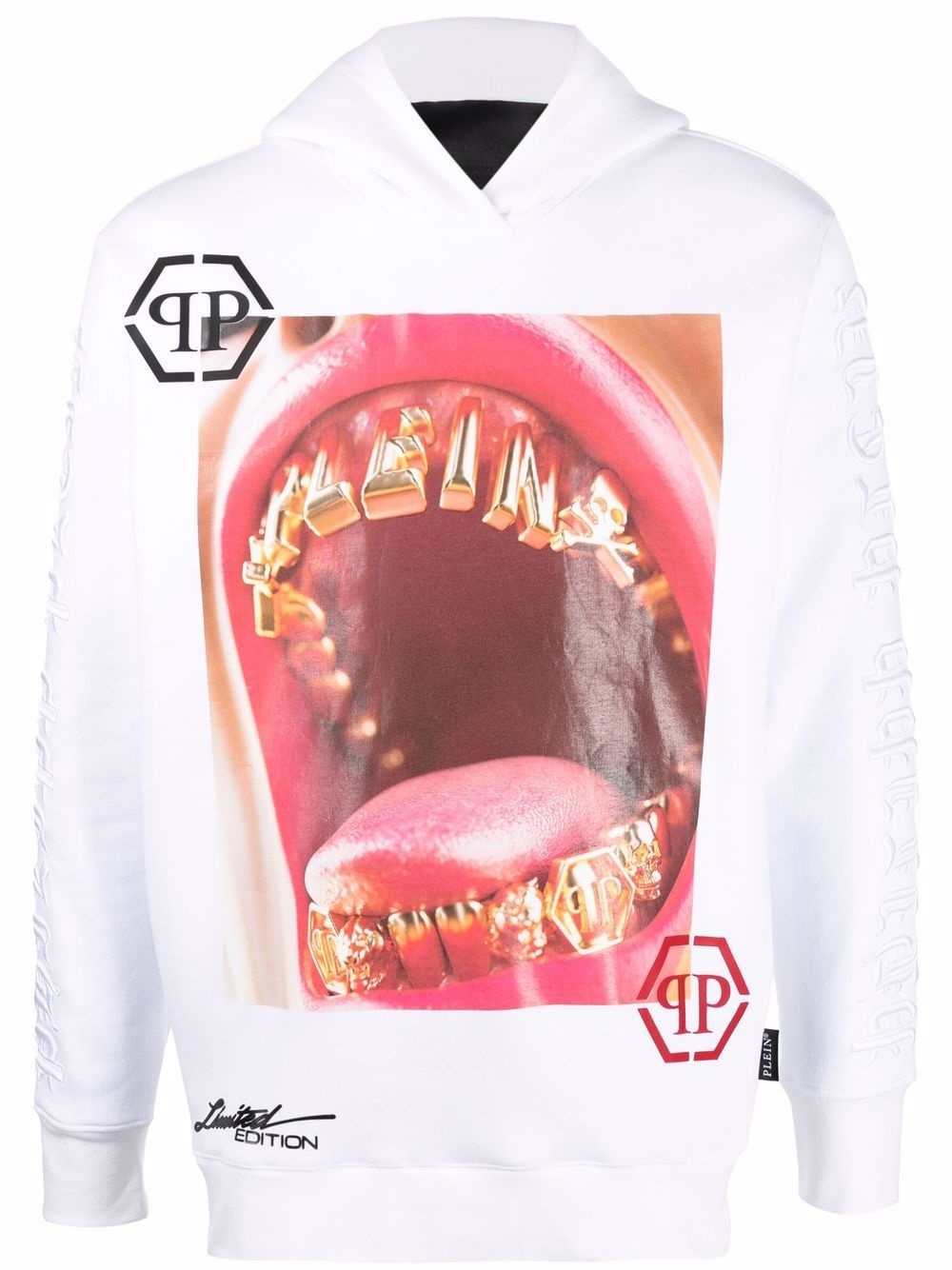 logo teeth print hoodie - 1