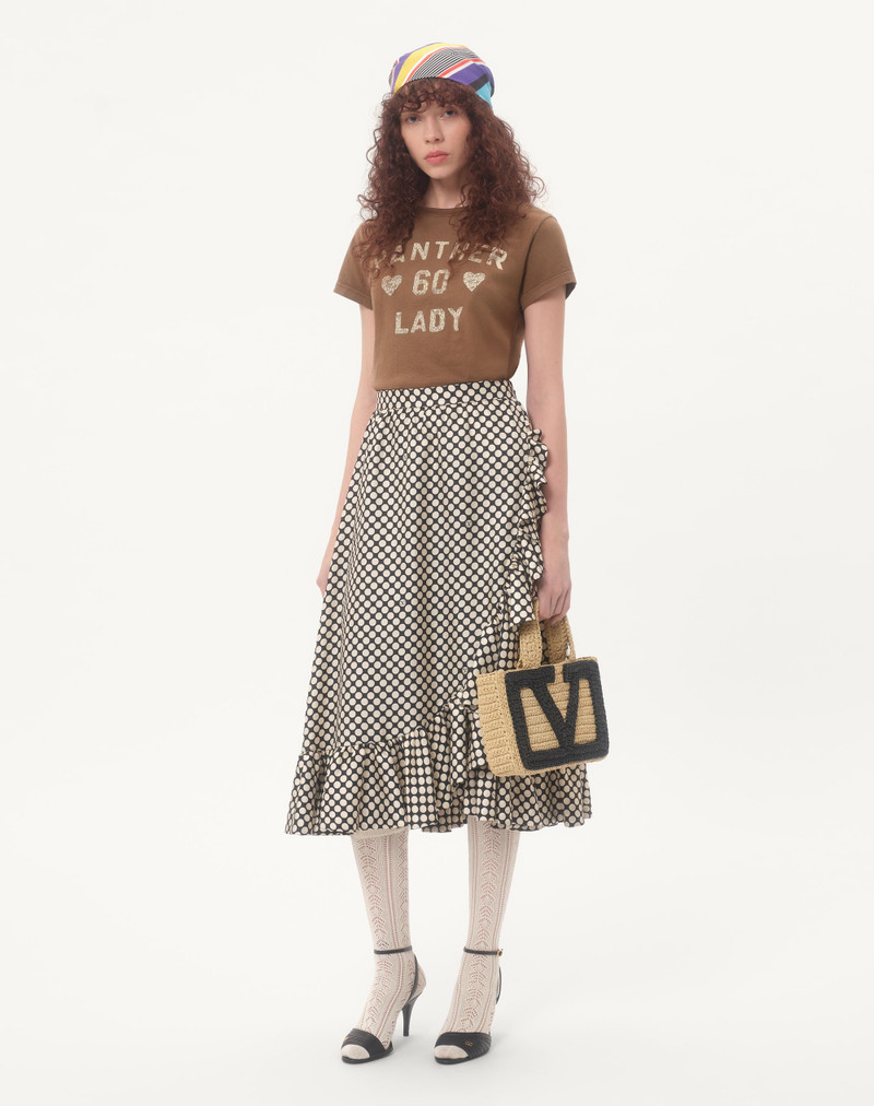 Valentino TWILL SKIRT WITH PLUS DE POIS PRINT outlook