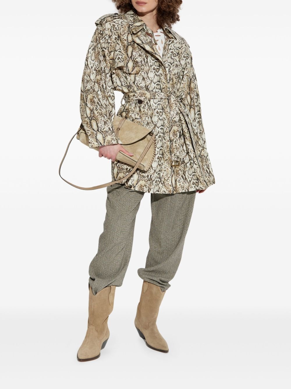 snakeskin-effect trench coat - 5