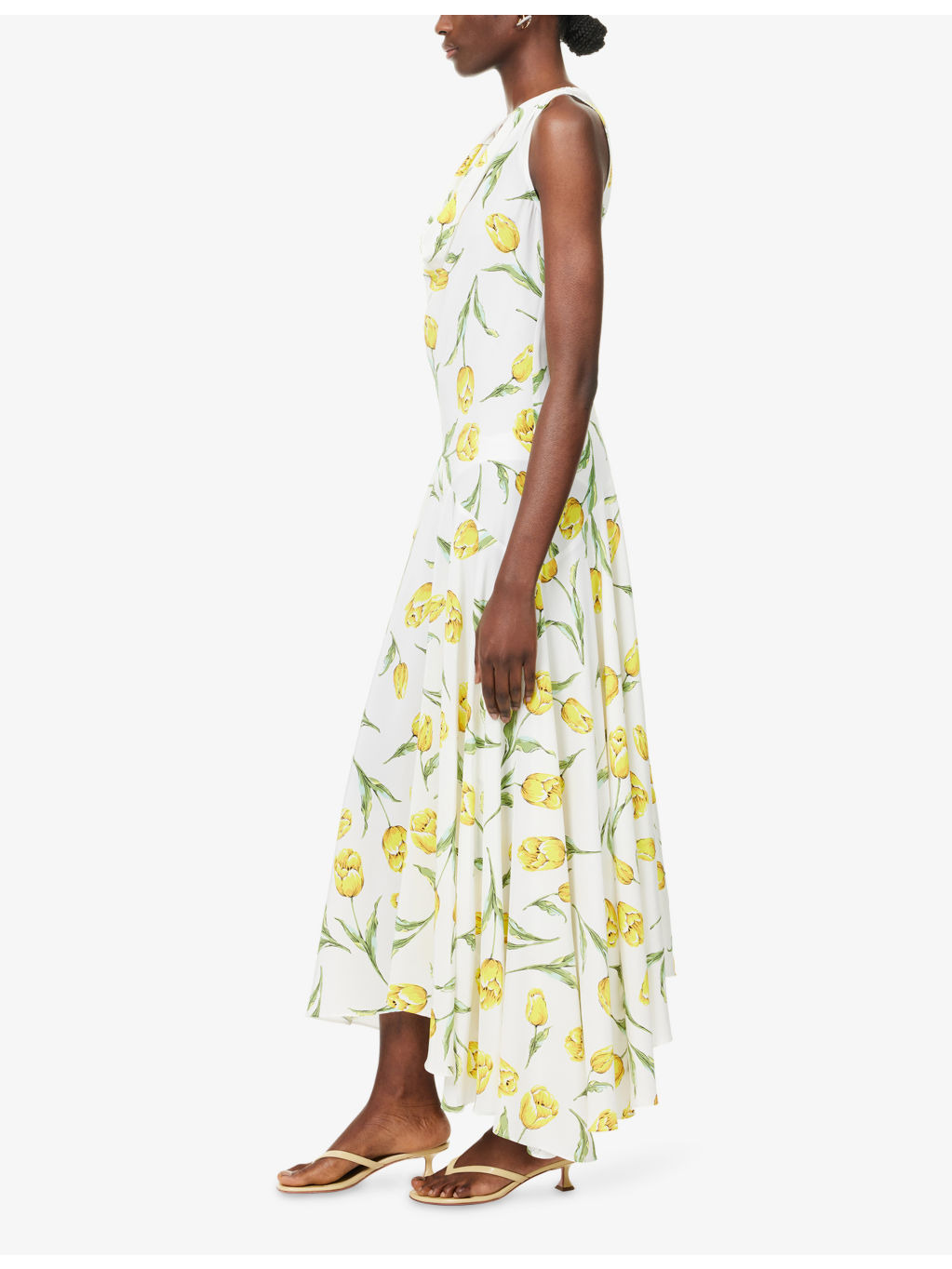 Tulip Cowl-Neck Silk Maxi Dress - 3