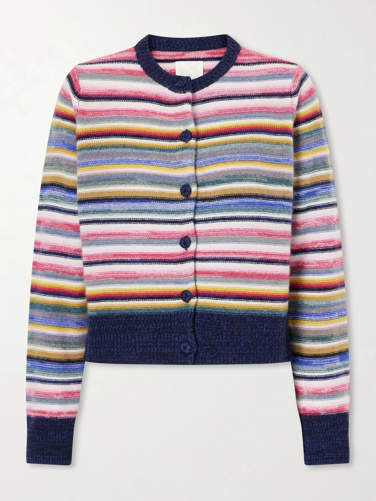 Kandria Cropped Striped Cashmere Cardigan - 1