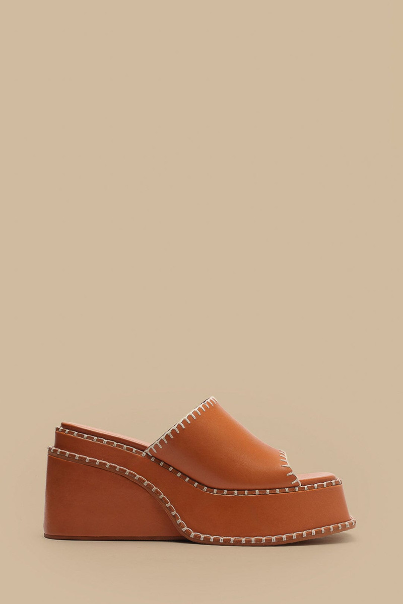 Camel Wedge Mule Sandal 1