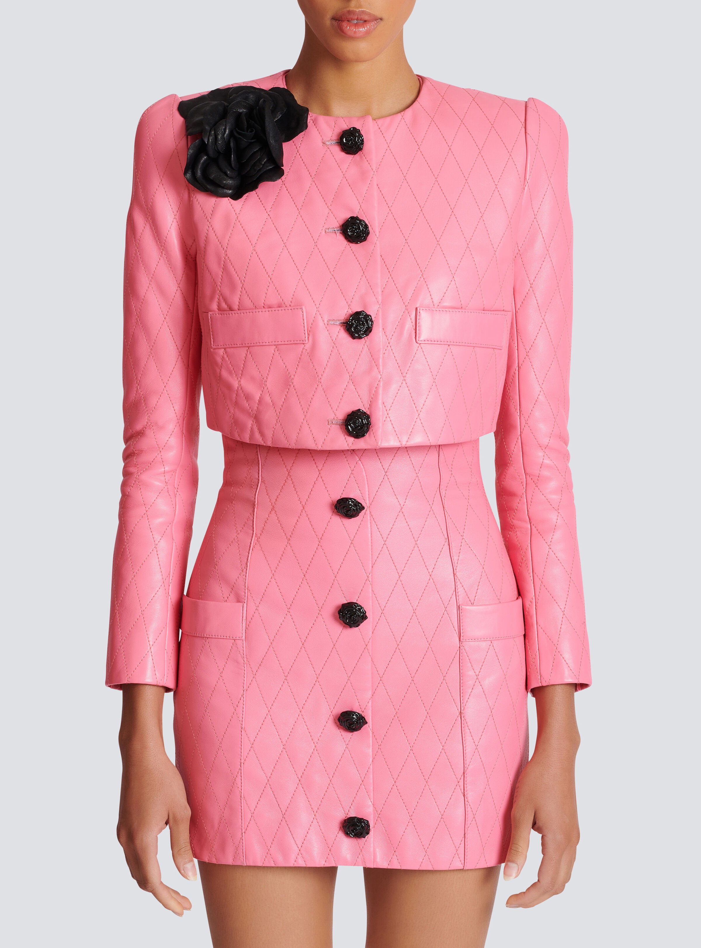 Quilted cropped leather jacket - 5