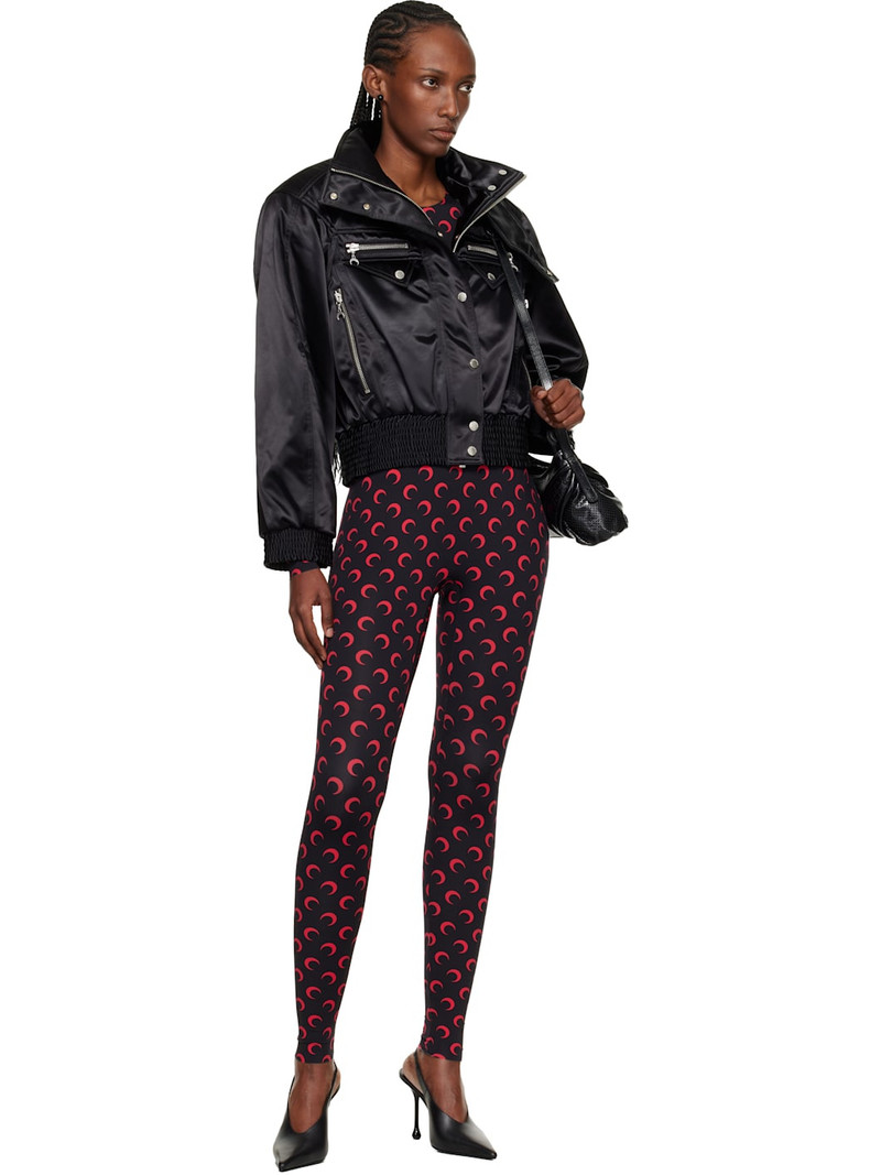 Marine Serre Black Satin Nylon Bomber Jacket outlook