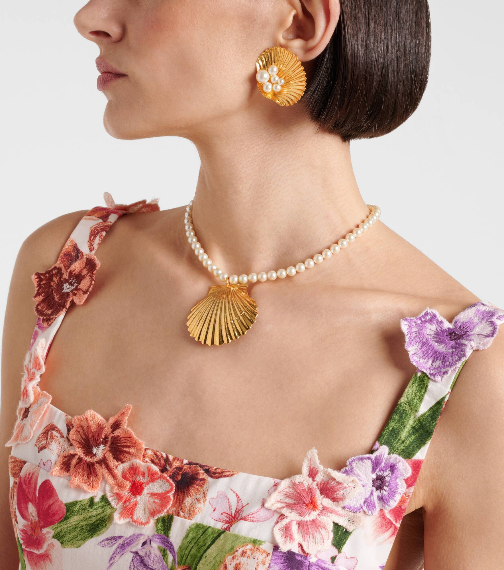 Siren faux pearl gold-plated necklace - 3