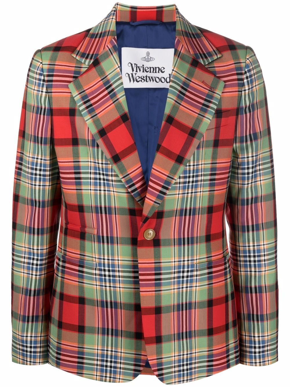 tartan single-breasted blazer - 1