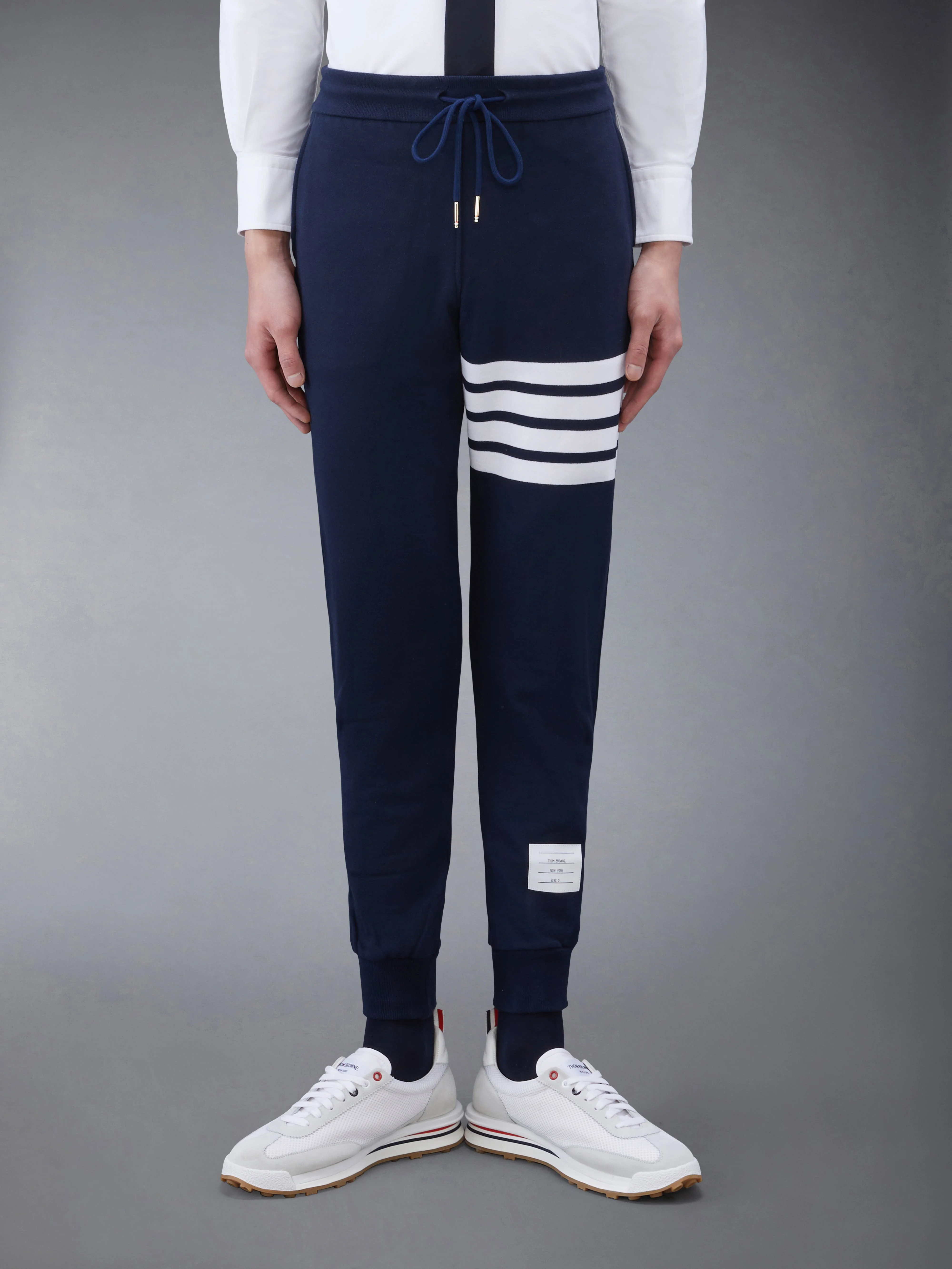 Navy Cotton Loopback Knit Engineered 4-bar Sweatpant - 1