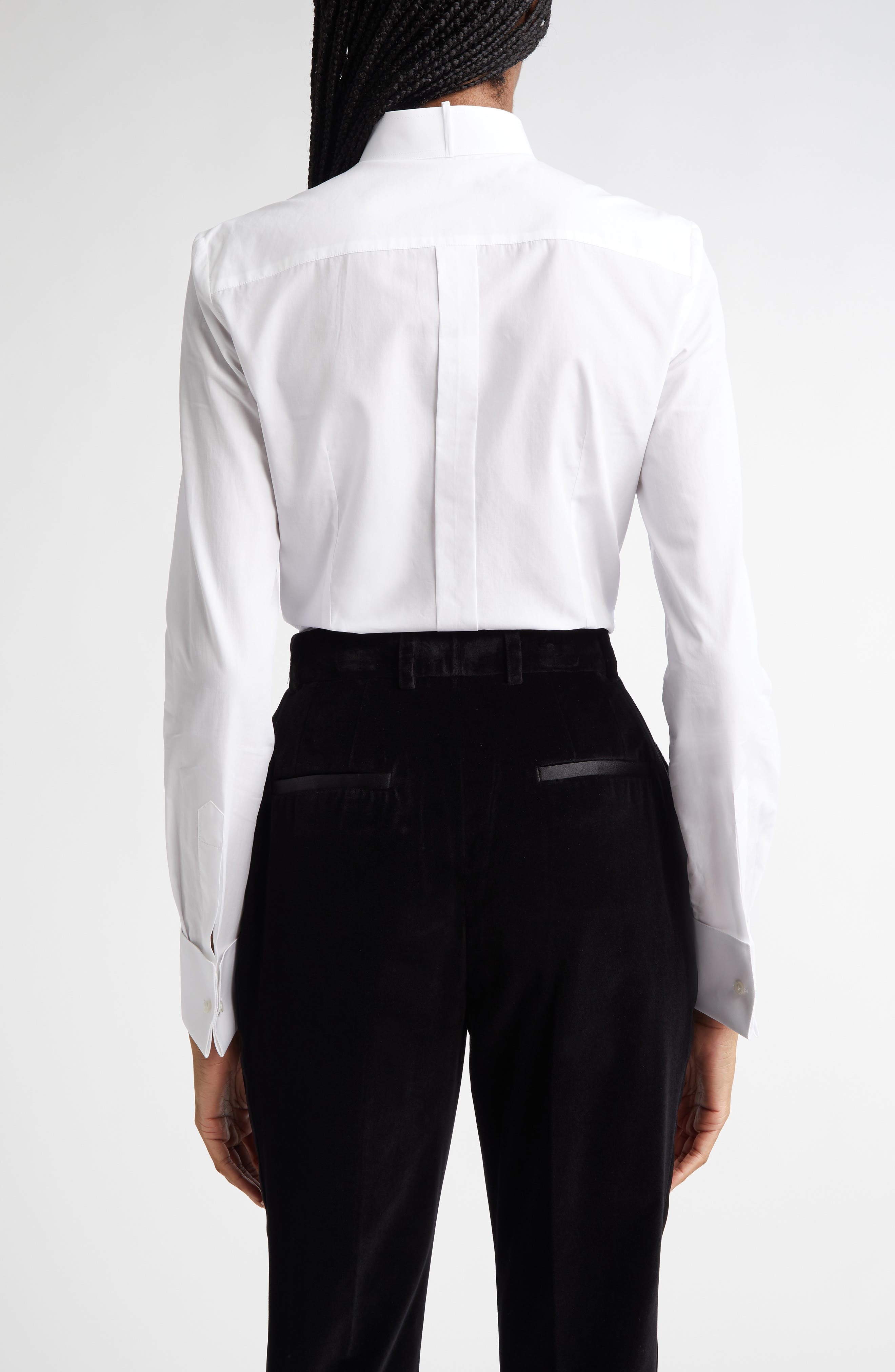 Dolce&Gabbana Bib Detail Cotton Button-Up Shirt in Bianco Ottico at Nordstrom - 3