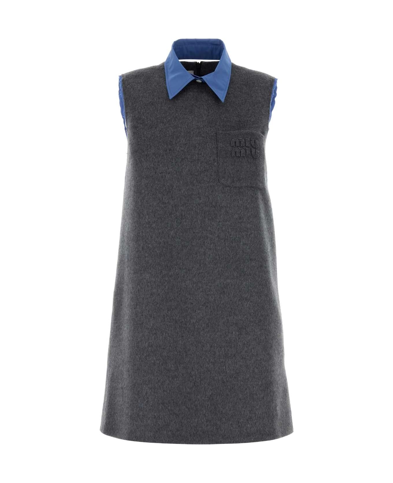 Grey Velour Mini Dress - 1