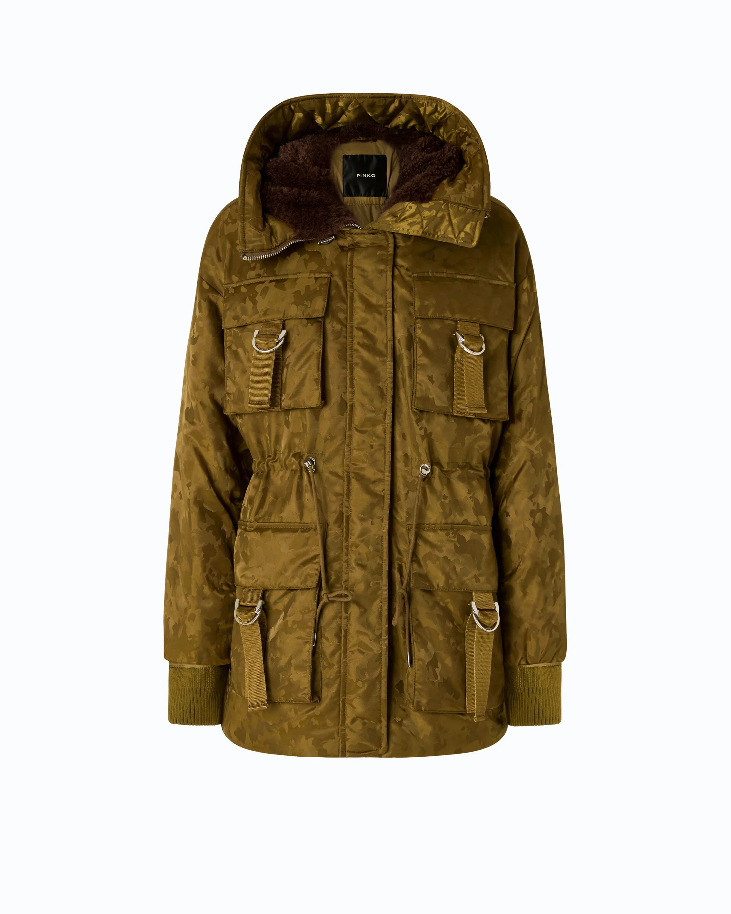 DOWN JACKET IN TECHNICAL SATIN WITH CAMOUFLAGE MOTIF - 1