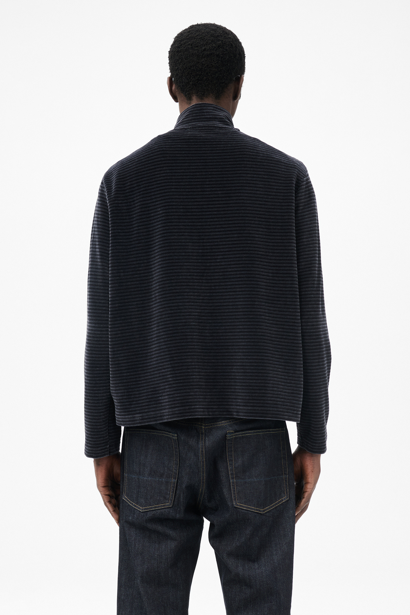 Shrunken Fullzip Polo Phantom Stripe Velour - 6