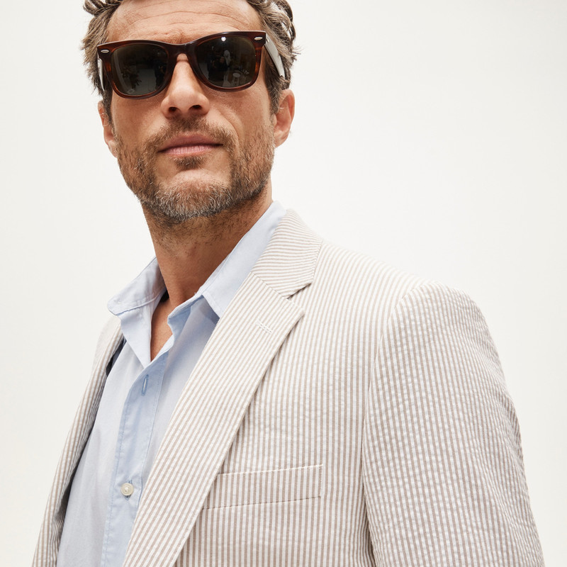 Ludlow Slim-fit suit jacket in cotton seersucker 7