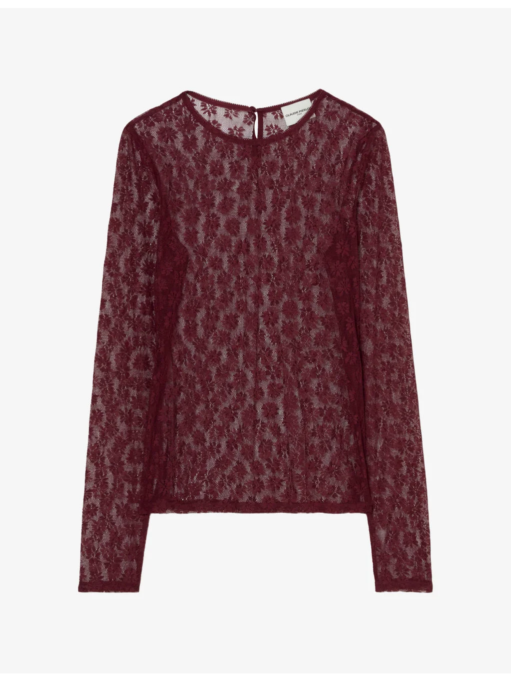 Floral-Pattern Slim-Fit Lace Top - 1