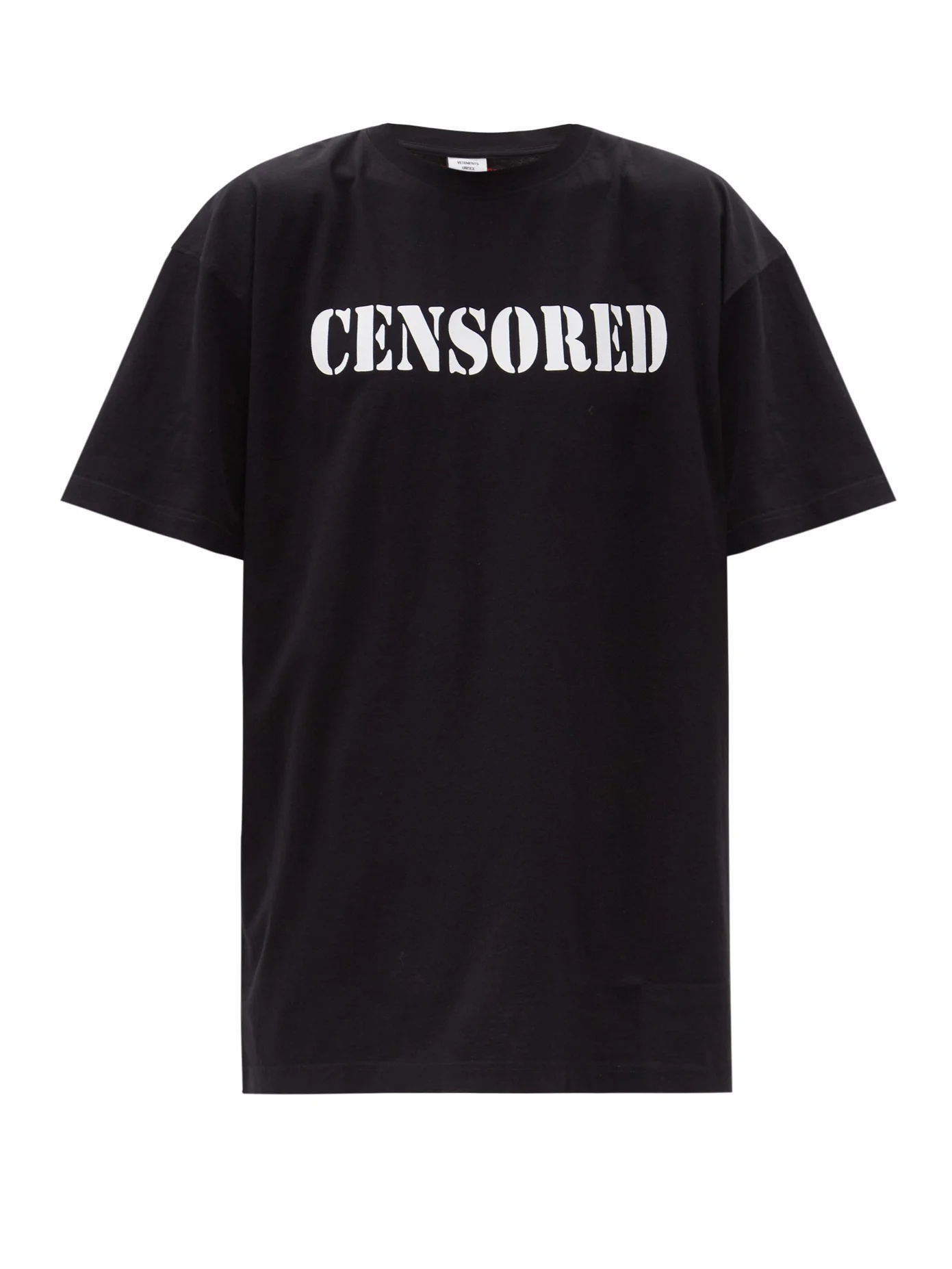 Censored-print cotton-jersey T-shirt - 1