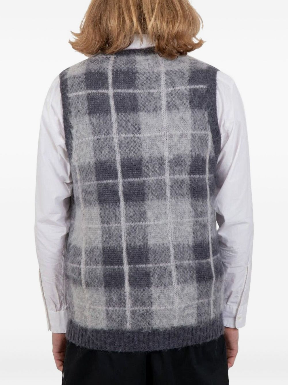 V-neck checked vest - 3