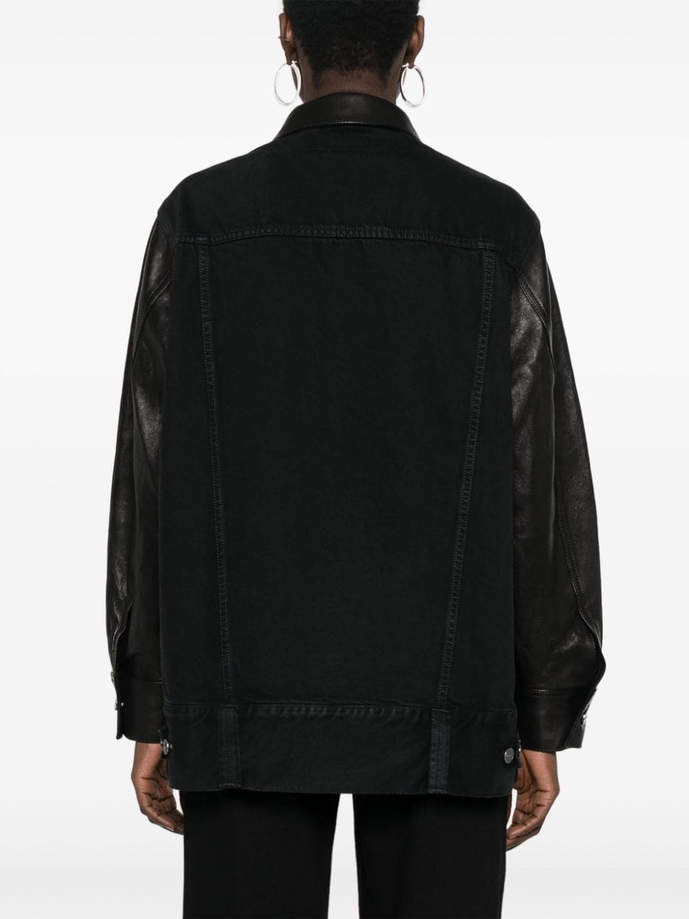 Grizzo leather-panels denim jacket - 4