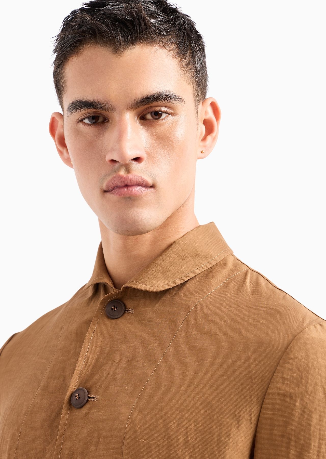 Viscose and linen single-breasted jacket - 6