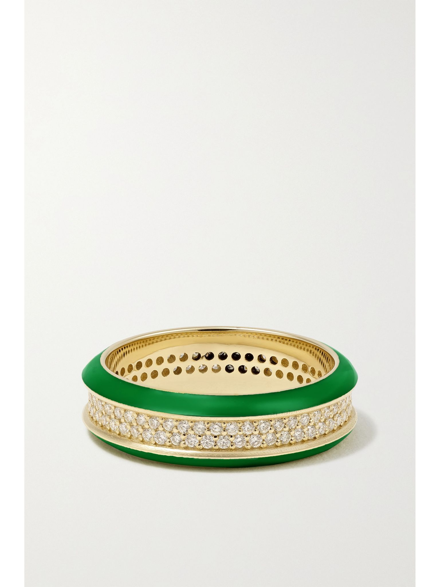 14-karat gold, enamel and diamond ring Green - 3
