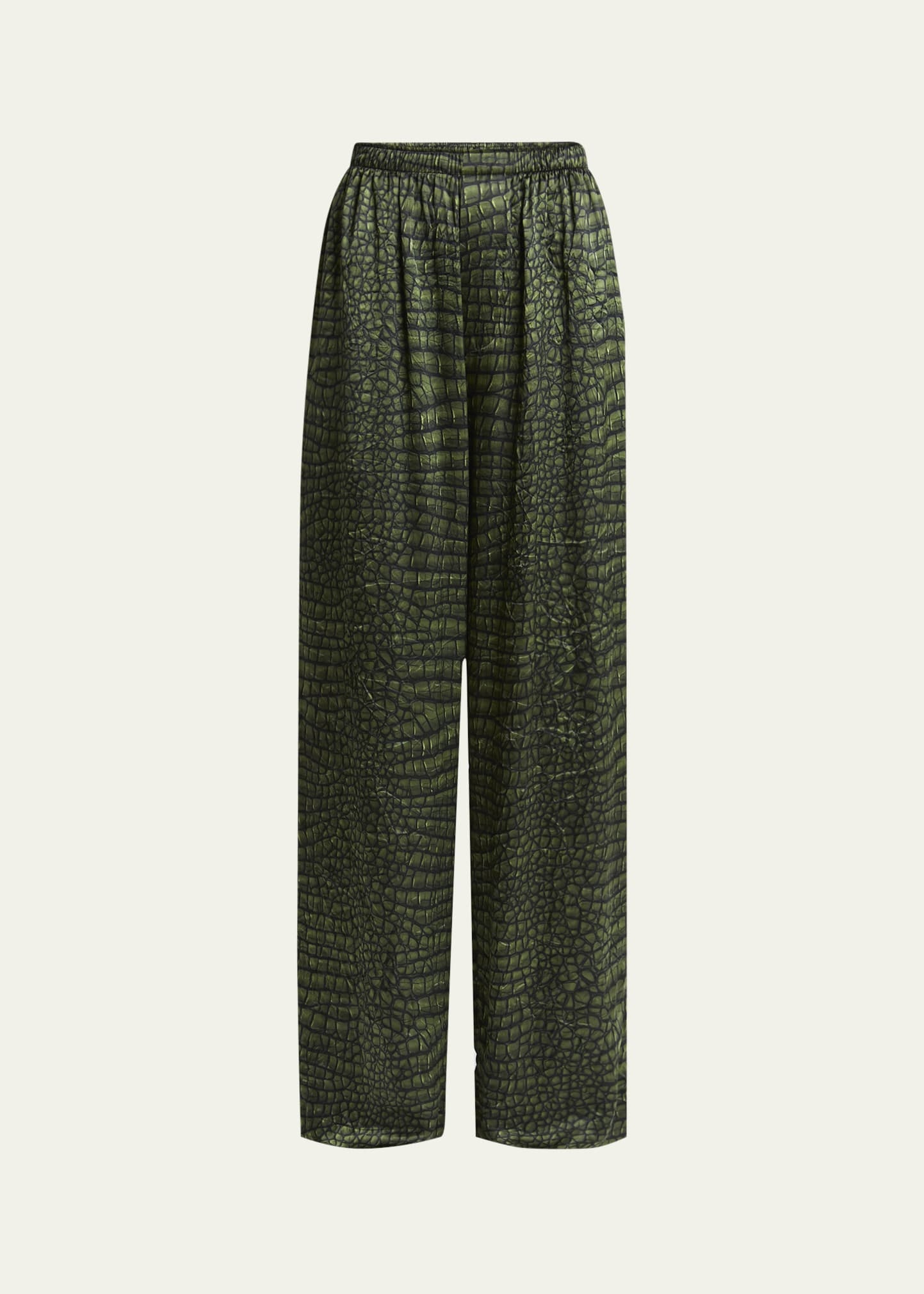 Crocodile Print Silk Satin Pajama Pants - 1