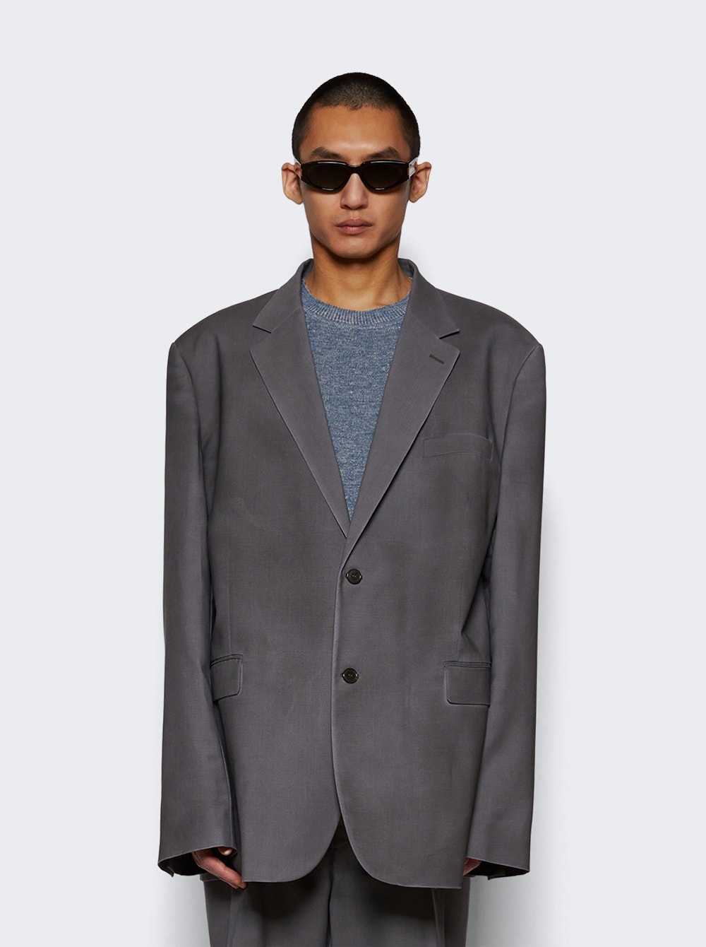 Mohair Wool Blazer Medium Grey - 2