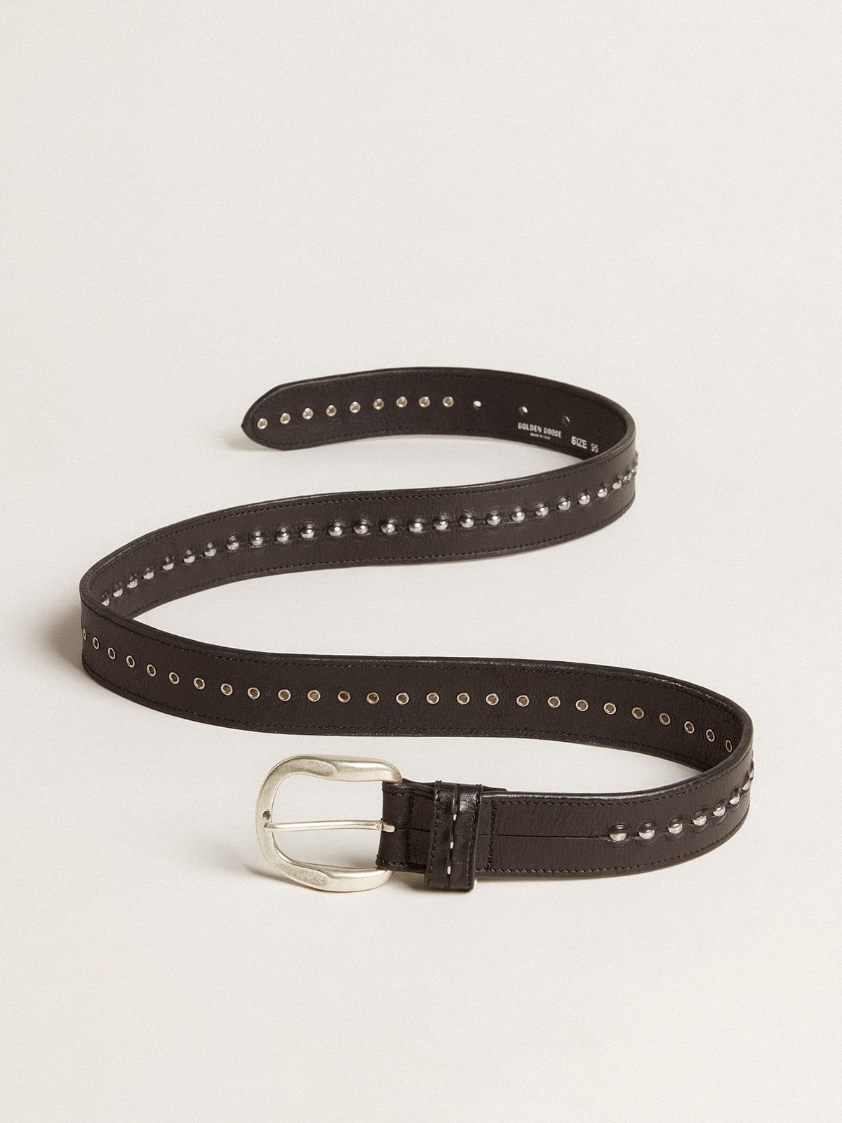 Black leather belt with studs - 4