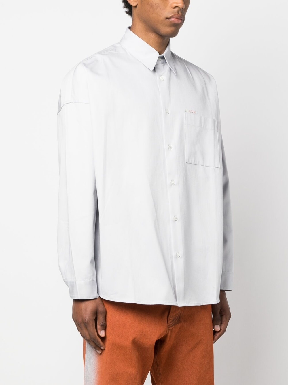 logo-embroidered cotton shirt - 3