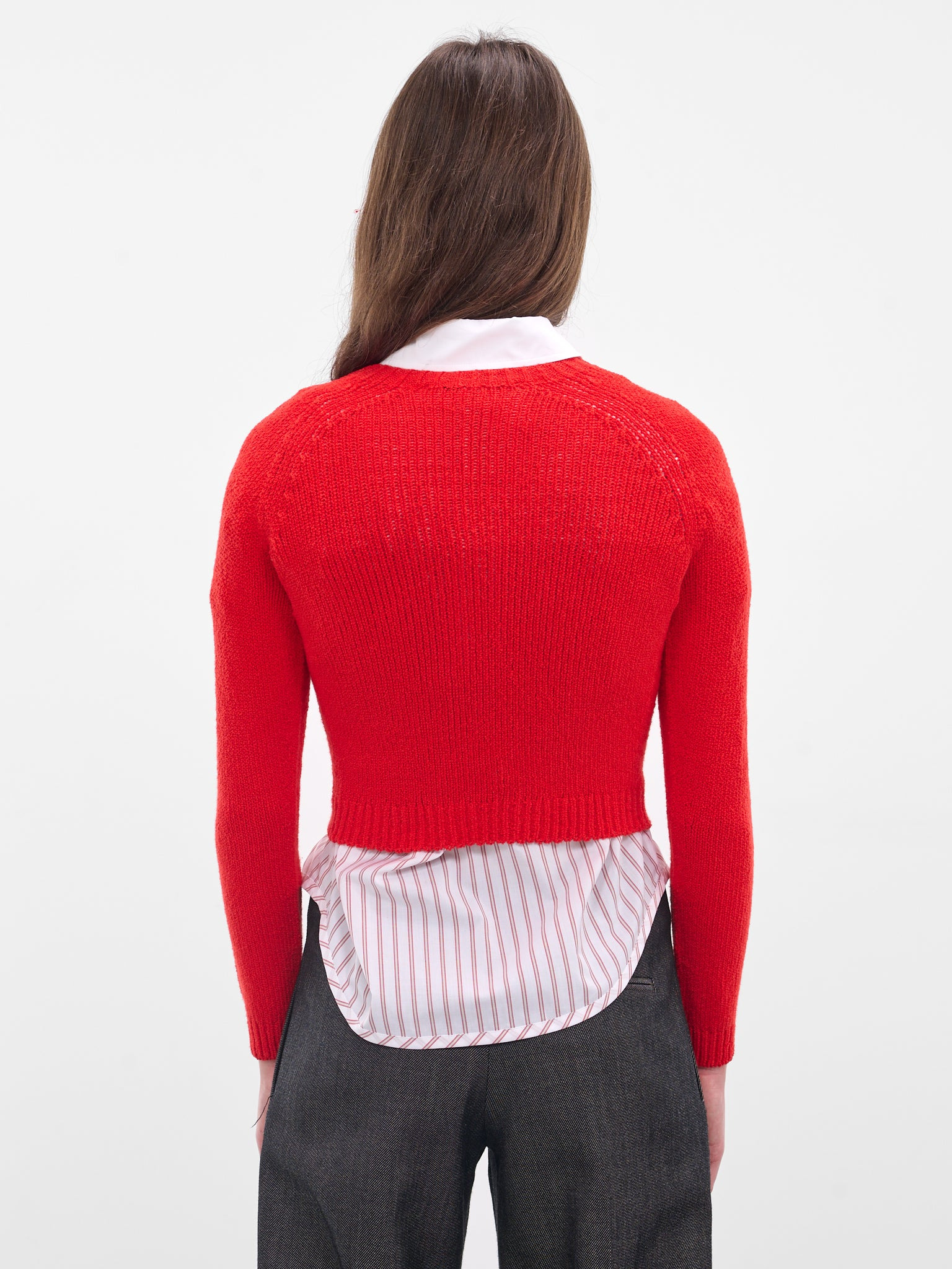 Red Cropped Knit Sweater - 3