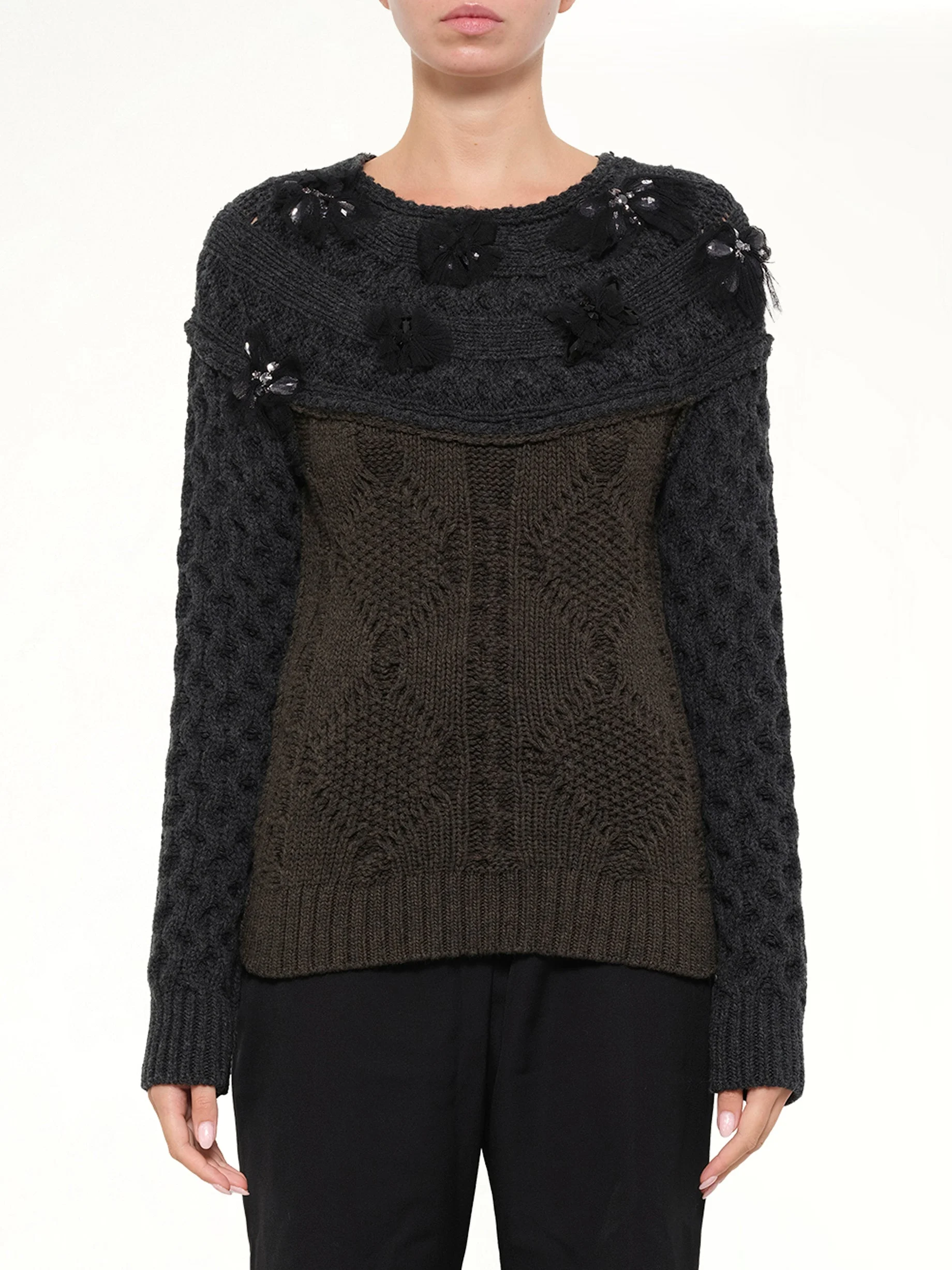 Embroidered Top in Khaki - 1