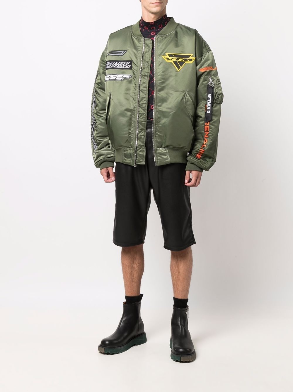 logo-patch bomber jacket - 2