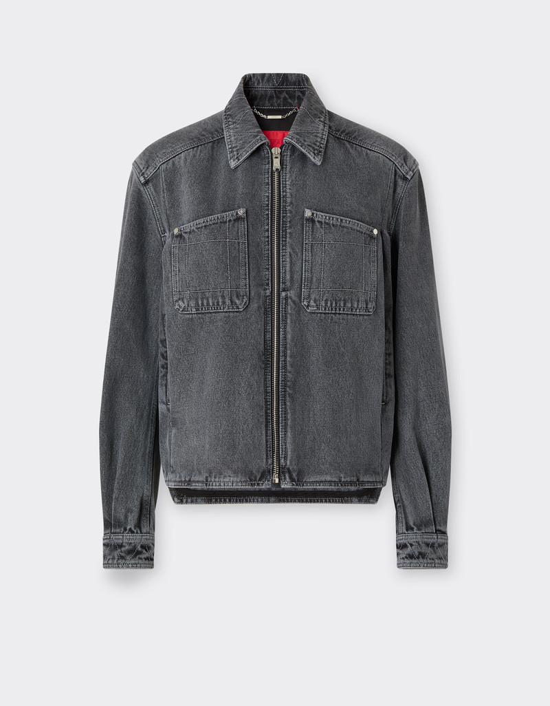 Dark marbled denim jacket 1