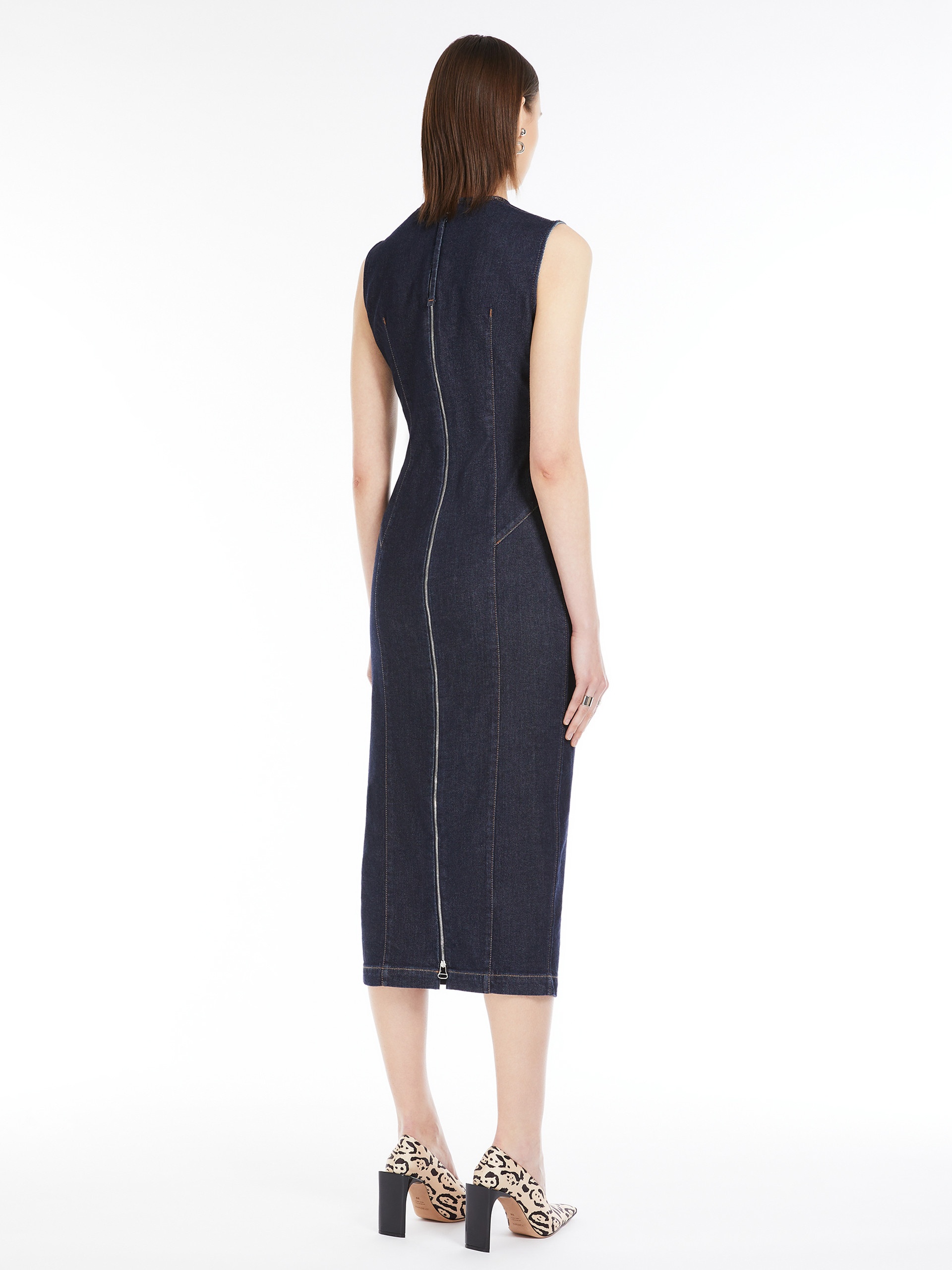 送料込/関税込■SPORTMAX■Geranio デニム ミディドレス Sleeveless stretch-denim dress, midnightblue | Sportmax