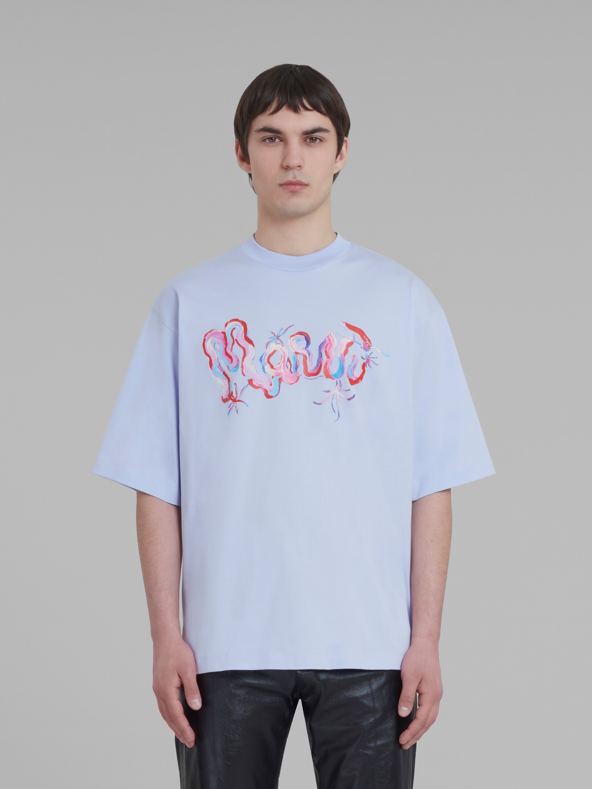 PURPLE COTTON T-SHIRT WITH MARNI WHIRL PRINT - 2