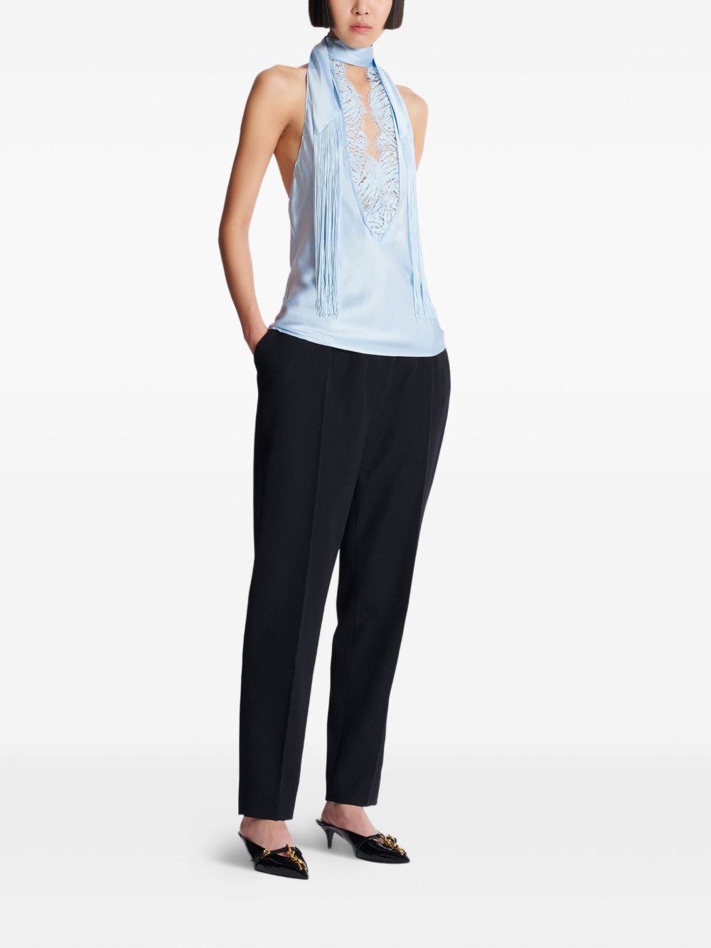 silk halterneck top - 3