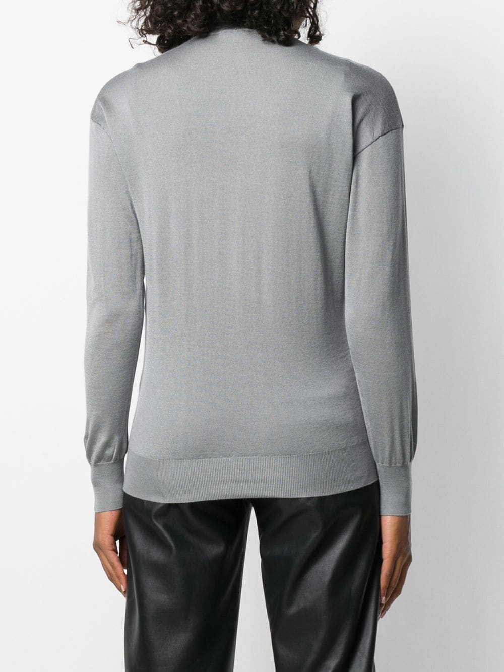 roll neck fine knit jumper - 4