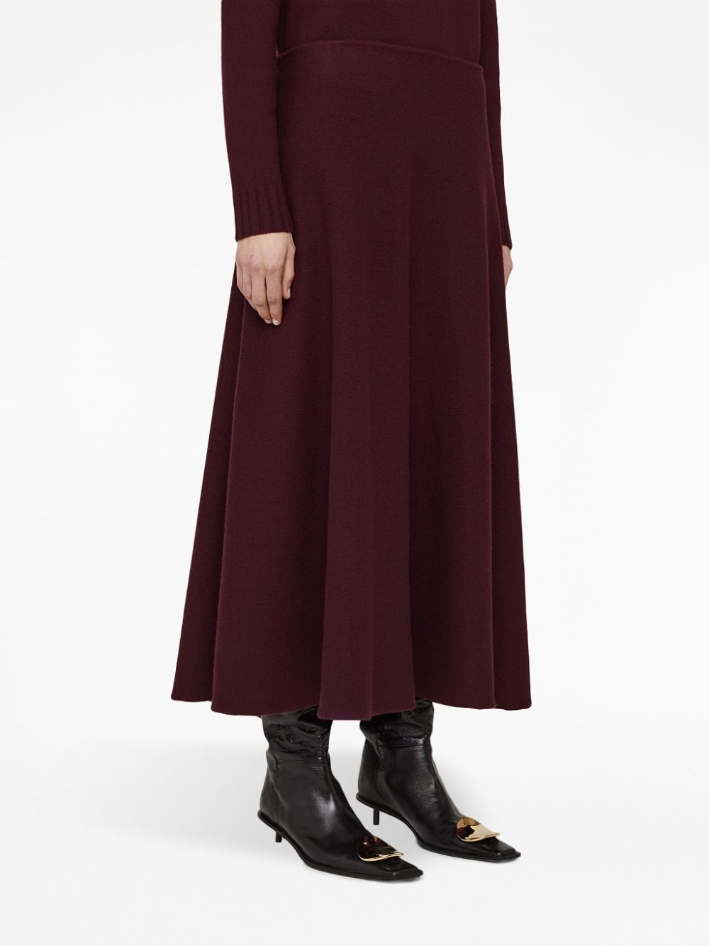 wool flared long skirt - 5
