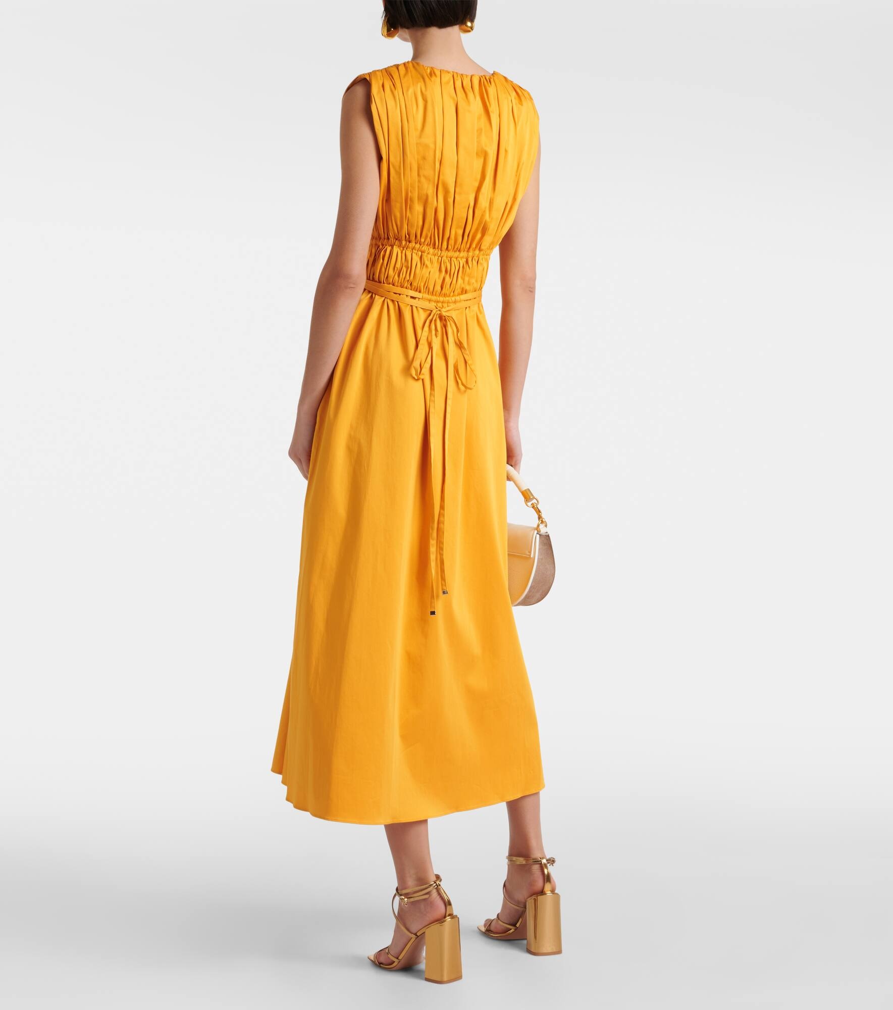 Fiona ruched cotton-blend midi dress - 3