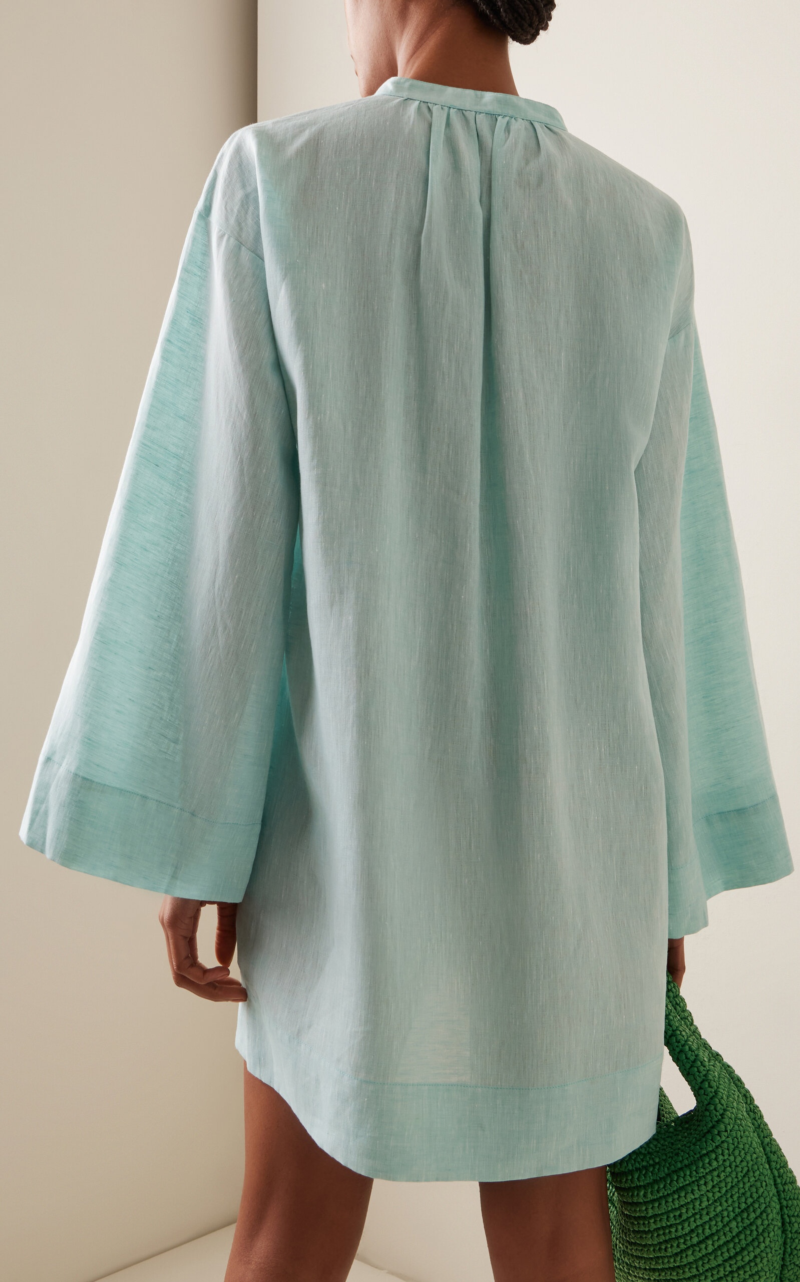 Leiden Organic Linen Tunic Mini Dress green - 4
