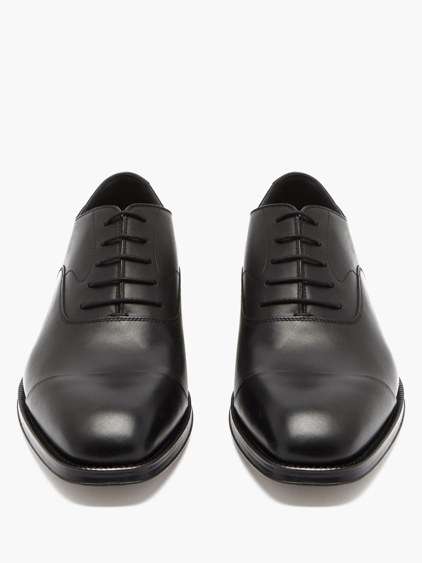 Logo-engraved heel-plaque leather Oxford shoes - 5