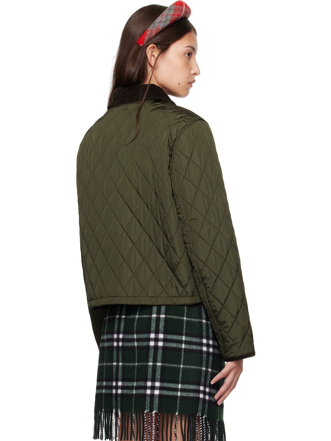Khaki Short Quilted Jacket - 3