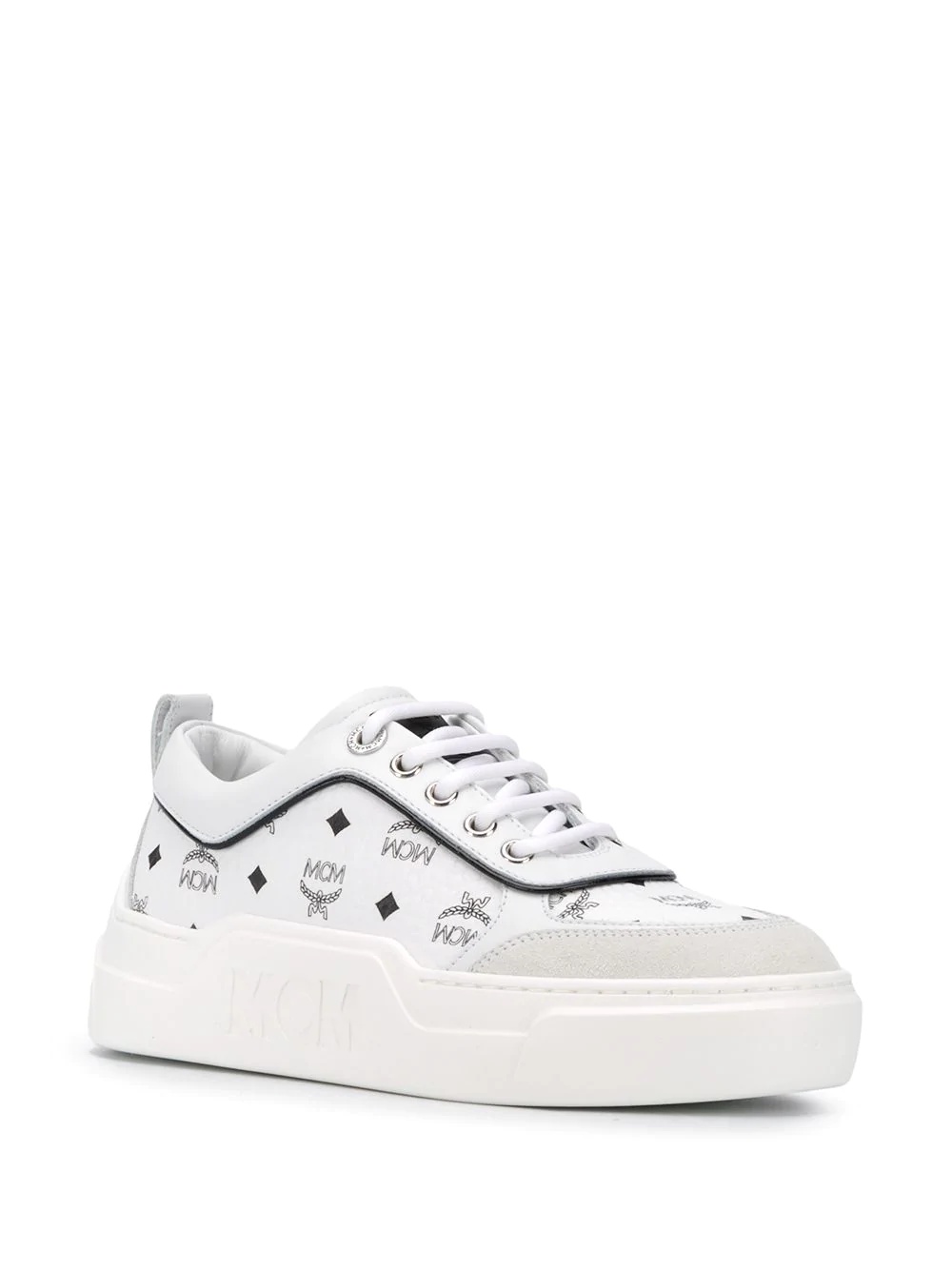logo-print leather sneakers - 2
