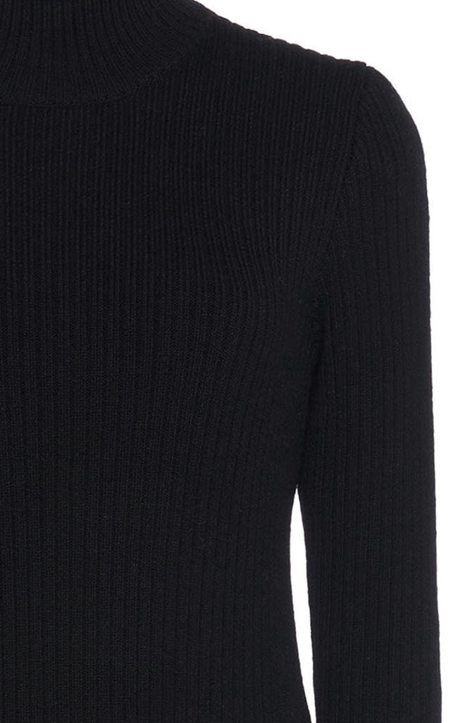 Turtleneck Ribbed Knit Mini Dress black - 4